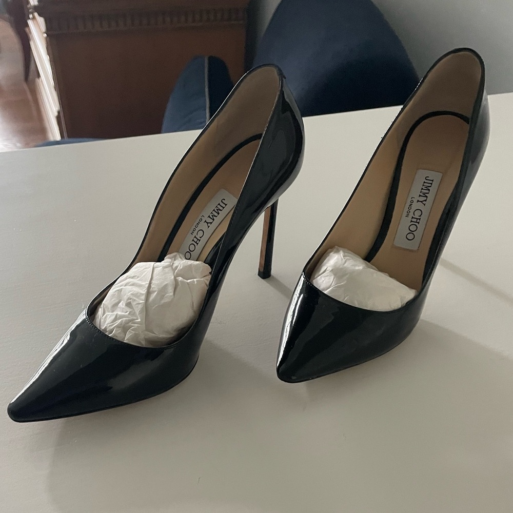 Jimmy Choo Romy Black Patent Leather Heels